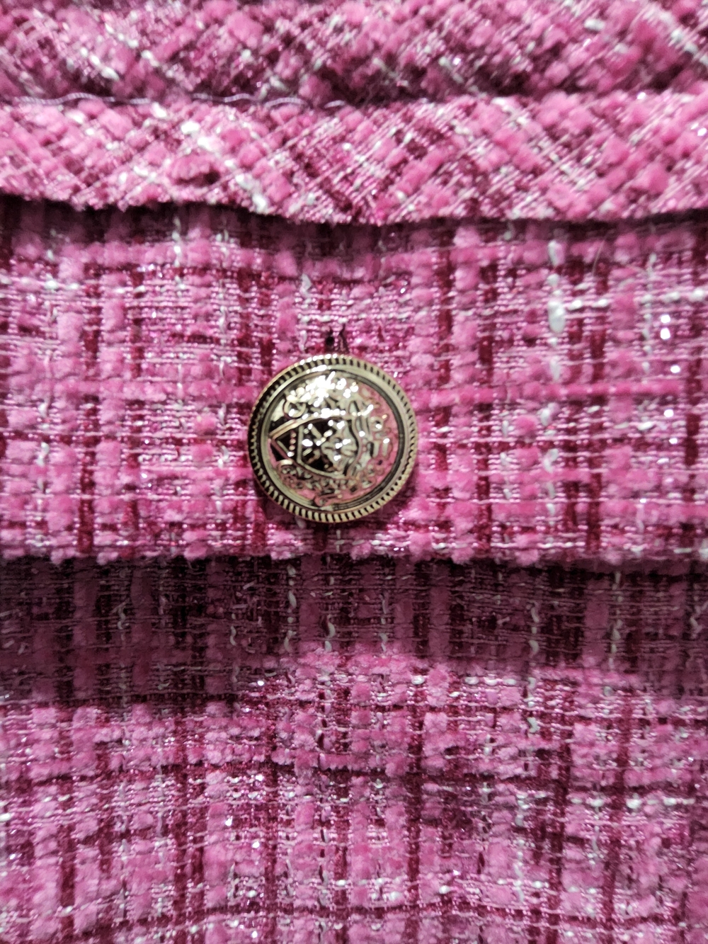 Daniel S Pink Metallic Tweed Jacket Gold Buttons NWOT - Picture 7 of 8